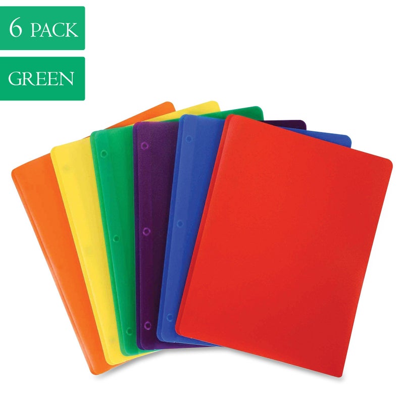 Klingy Plastic Pocket Folders, Heavy Duty Durable Poly, 2 Pocket Folder, with Business Card Slot - 11" x 8 1/2" Sheet Size - 6-Pack (Green) - Image 2
